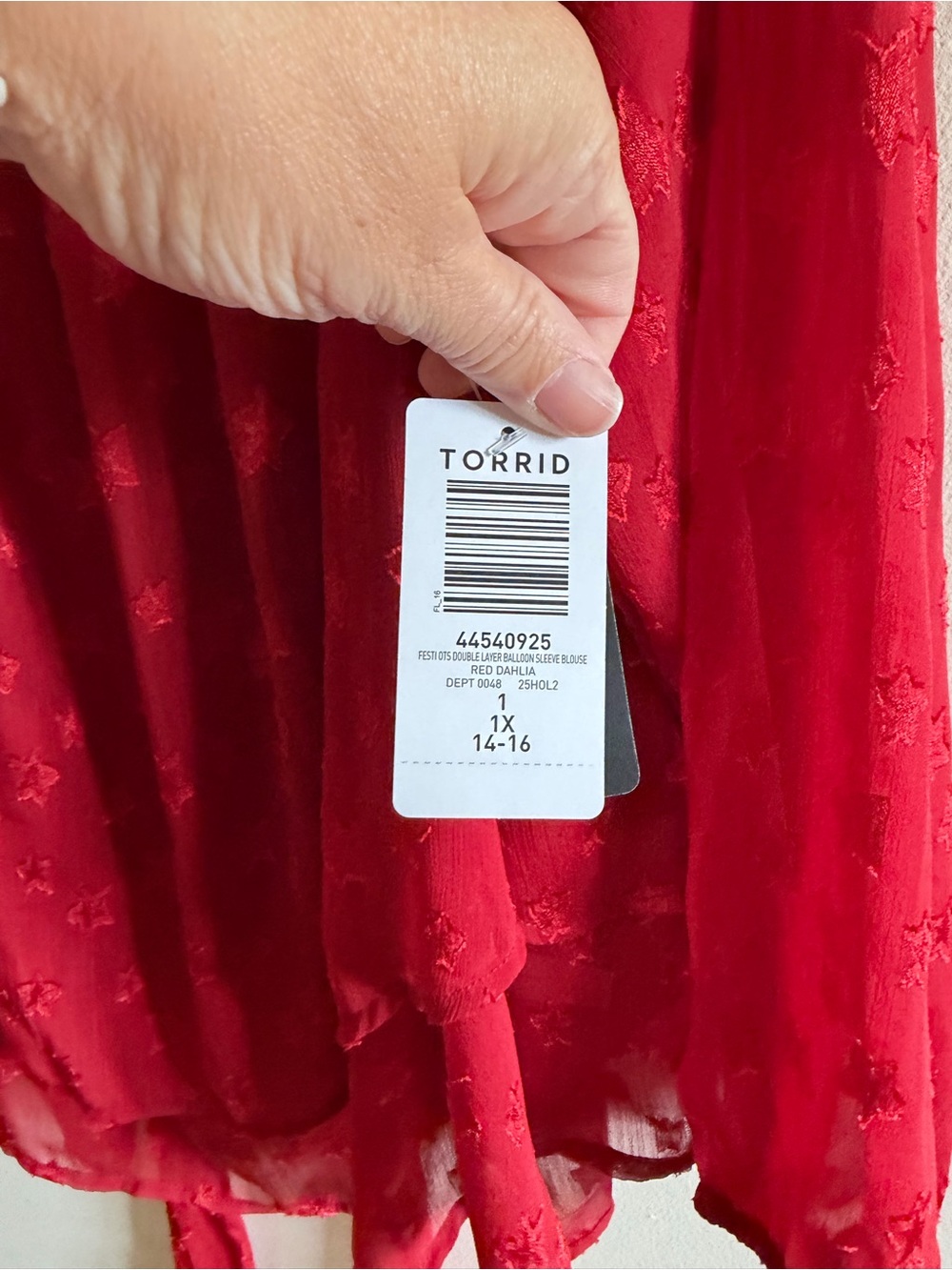 Torrid NWT Festi Tiered Tie Back Blouse plus size 1X 14/16 - Picture 9 of 16